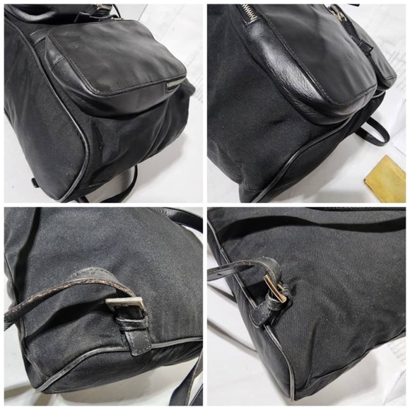 Authentic Gucci Vintage Leather-Trimmed Nylon Backpack Black - Picture 8 of 11